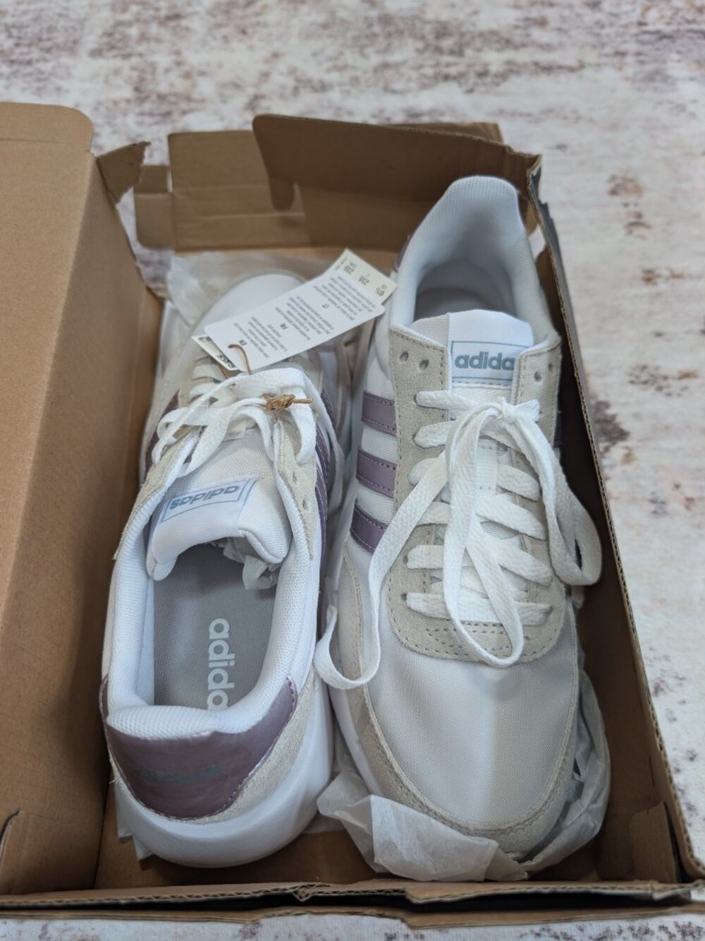 NWT Adidas Run 60s 2.0 Women’s Size 6.5 – White/Lavender – Tags & Box - Picture 3 of 7